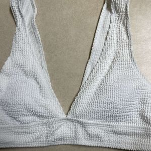 White Textured Bikini Top